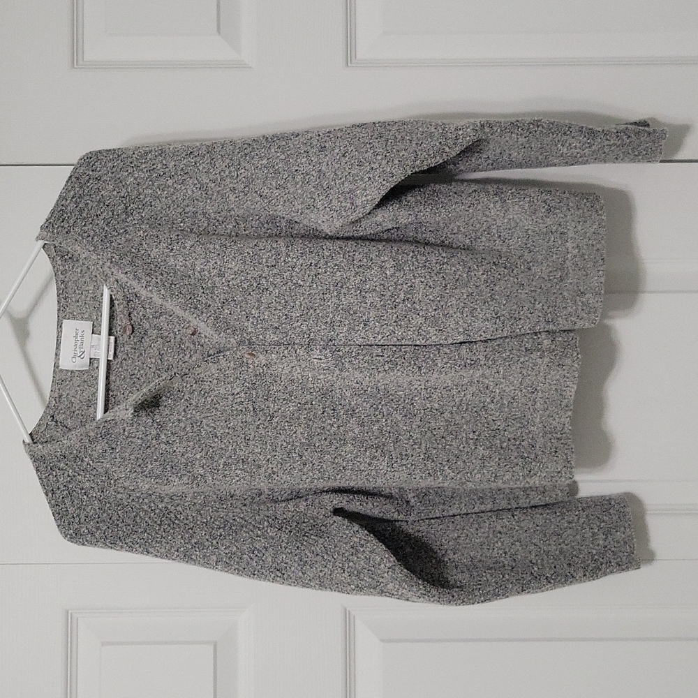 Gray button up cardigan from Christopher and Banks. Size XL. Wool blend.